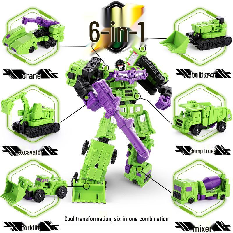 Little Hercules Six-in-One Excavator Robot Toy Set for Kids