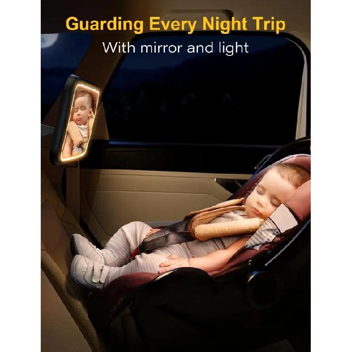 Baby Car Mirror With Light for Baby Rechargeable 2000mAh Baby Mirror for Car Seat Rear Facing Hook Clip Design Car Seat Mirror
