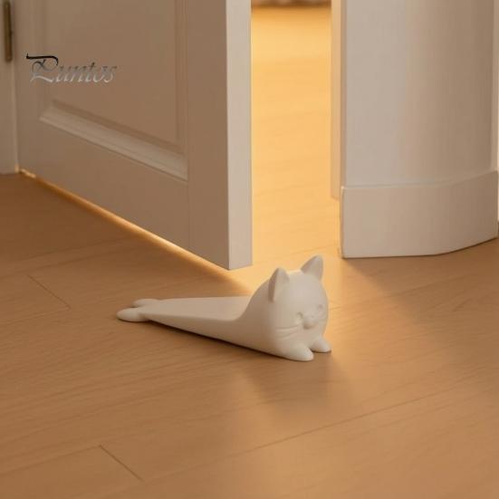 Wear Resistant Door Stop 3D Printed Lying Cat Doorstop, Decorative Kitten Stopper Wedge, Animal Anti-slip Floor Carpet Doorstop for Home Living
