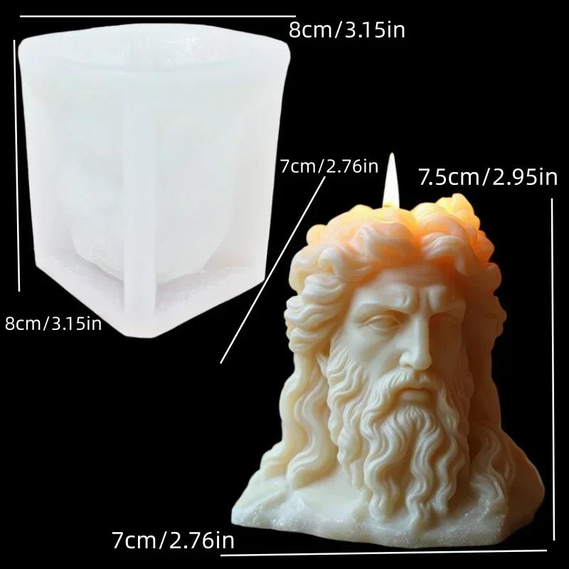 Jesus Mary relief pointed cylindrical candle silicone mold resin mold Jesus Mary goddess holding pomegranate relief gypsum molds