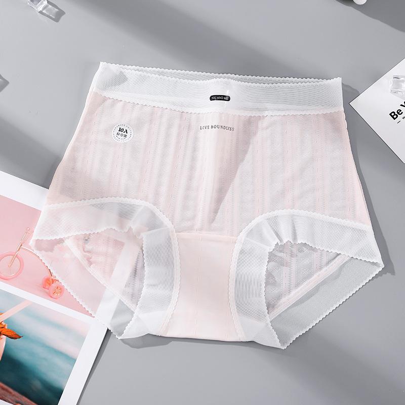 Big Size Female Summer New Ultra Thin Ice Silk Pure Cotton with Long Crotch 10A Antibacterial High Waist Triangle Briefs