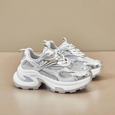 Damskie luksusowe sneakersy designerskie modne sportowe buty do biegania na co dzień nowe jesienne srebrne oddychające buty tenisowe wulkanizowane buty