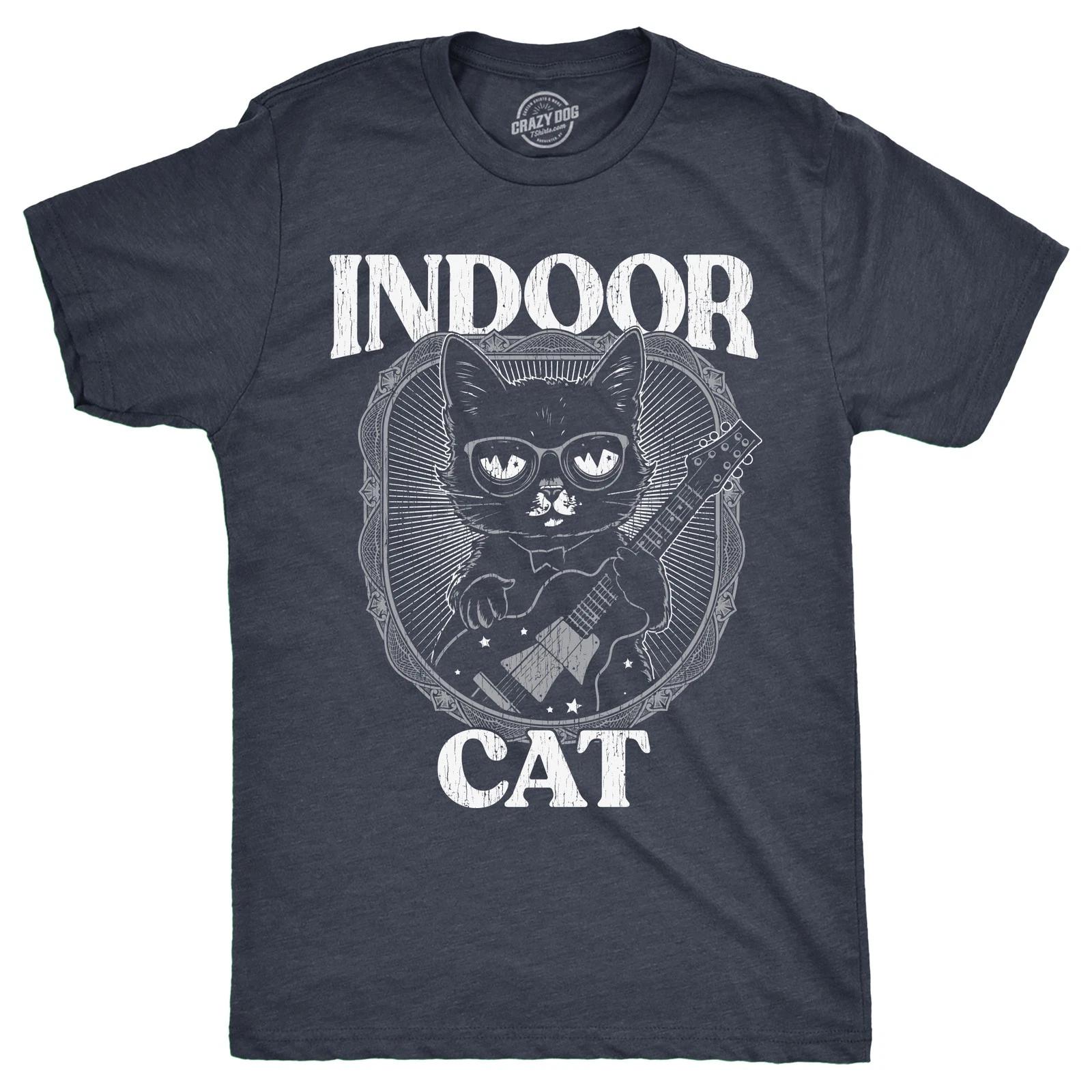 Mens Indoor Cat Funny T Shirt Introvert Sarcastic Tee for Men XL