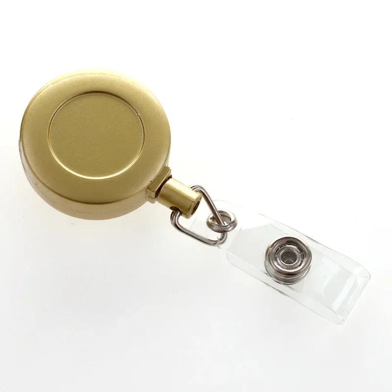 Fashion Metal Card Cover Case Bank Business Work Card Holder with ABS Retractable Badge Reel Lanyard Credit ID Card Badge Bag