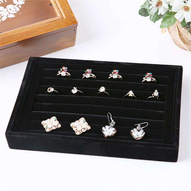 Velvet Jewelry Displays Stand Storage Tray Necklace Ring Bracelet Holder Showcase Drawer Jewelry Organizer Storage Box