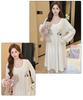 Jacquard Sweet Princess Long Sleeve Mid-Length Lazy Sleepdress, Plus Size, Spring & Autumn
