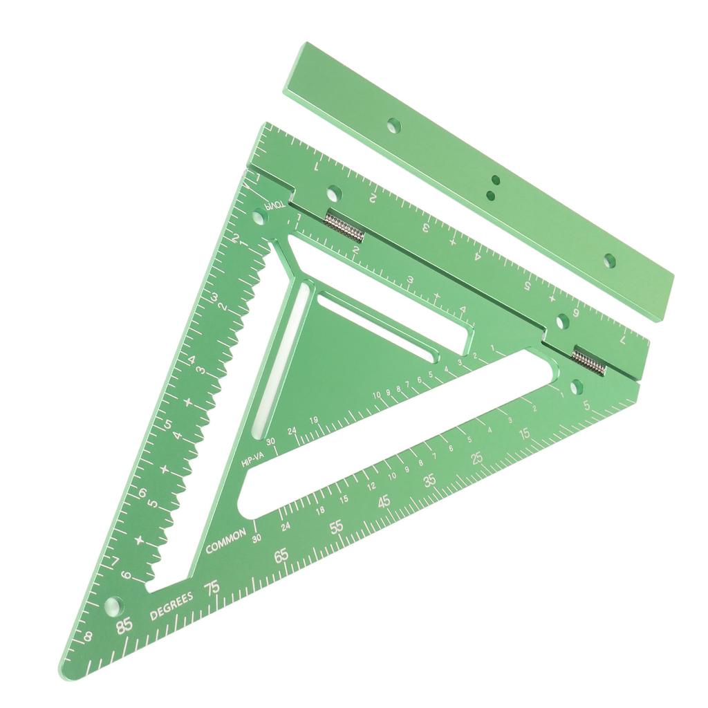 Rafter Square Tool Aluminum Alloy Woodworking Square Ruler with Jig Block Fixing Screw for Carpenter
