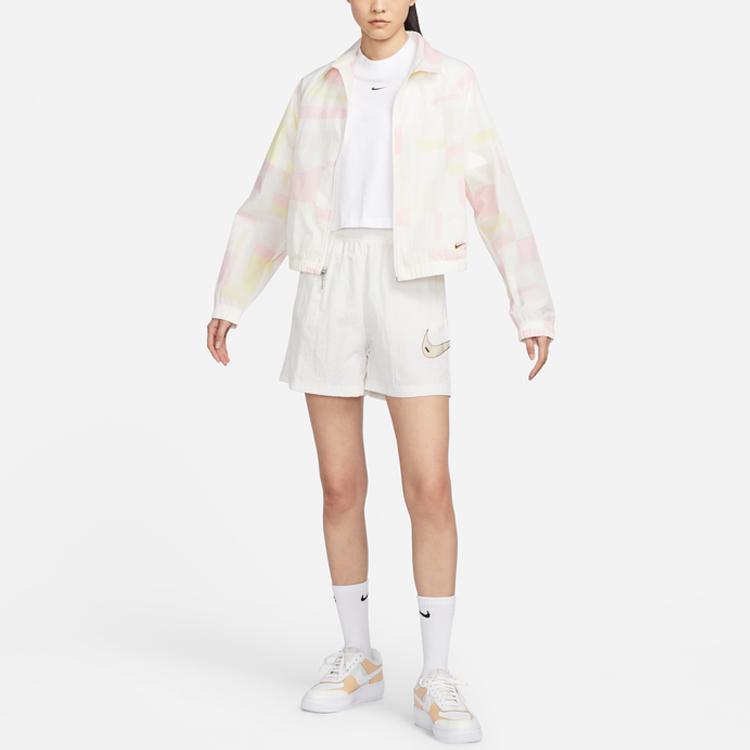 Nike Sportswear Color Block Pattern Zipper Long Sleeve Jacket Women Jackets Soft-Pink FJ7711-134