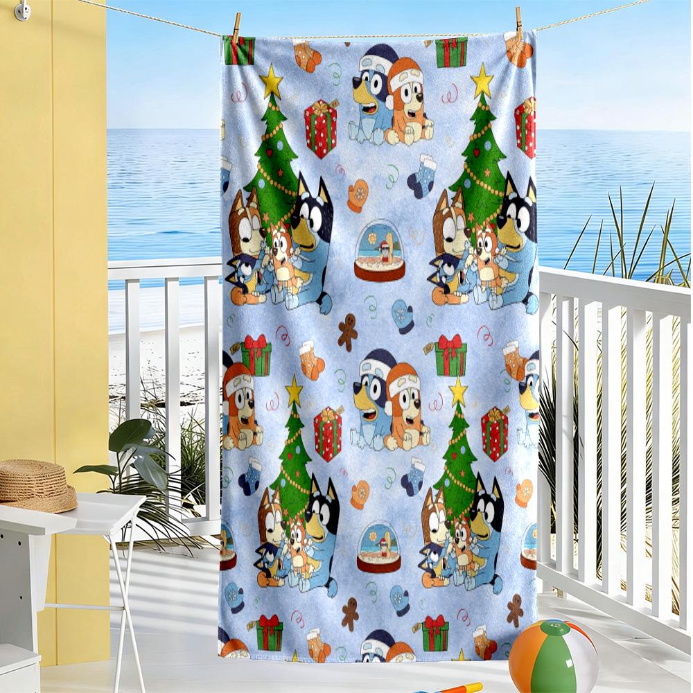 Bluey Family Adventure Beach Towel Super Soft Microfiber Quickdry Fabric Comfortable Lightweight Perfect for Traveling Yoga Camping and Swimming