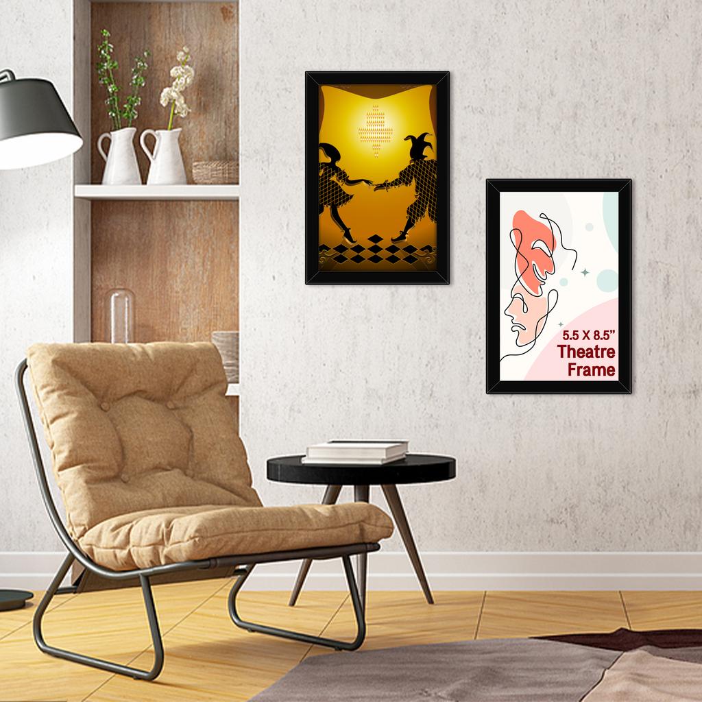 6 Pcs Black Theatre Frame 5.5 X 8.5 Inch Theatre Bill Frame Picture Frame Bulk Wall Mounting Photo Frames Set For Wall Tabletop