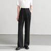 Women's Black Straight Wide-Leg Business Suit Pants