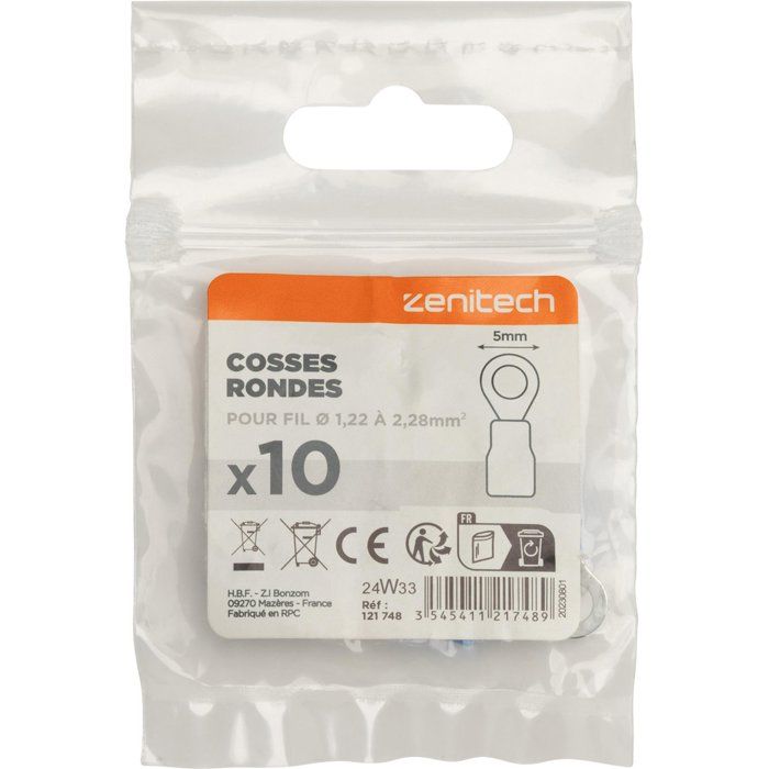 10 cosses rondes ø5mm - bleu - zenitech