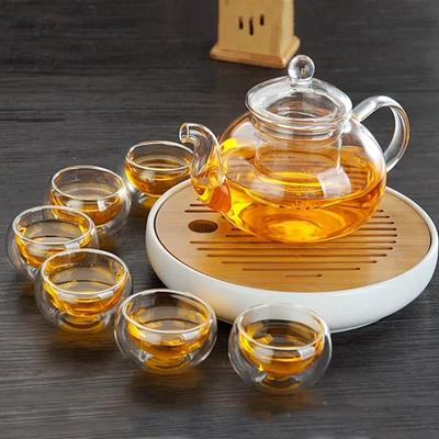Hitzebeständiges, transparentes, doppelschichtiges Glas, kleines Kung-Fu-Teetassen-Set, Probierbecher, Wärmeisolierung, heiße Tasse, Teetassen