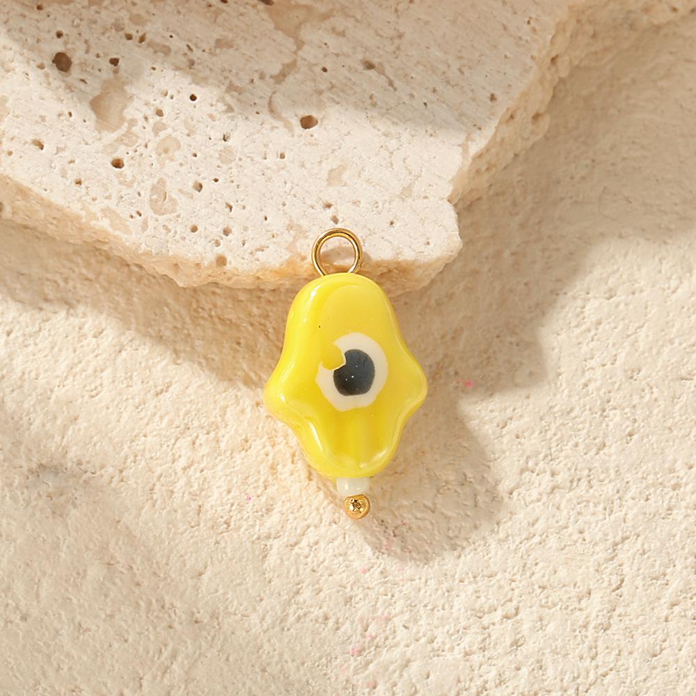 Colorful Ceramic Hand, Eye, and Heart DIY Jewelry Accessories: Snowman Necklace, Bracelet, and Earring Set