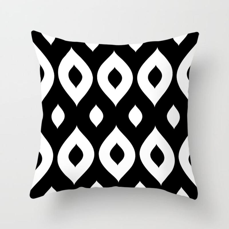 Black Geometric Square Pillowcase Printing Car Sofa Office Chair Pillowcase Simple Home Decoration