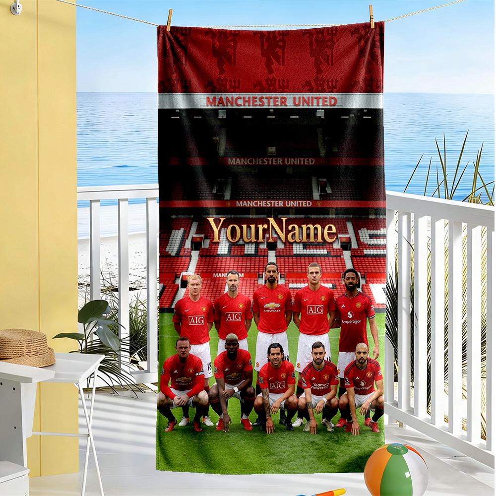 Manchester Customized Name Beach Towel Quick-Dry Soft Microfiber