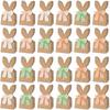 12/24 pcs Cowhide Paper Easter Gift Bags Rabbit Ears Artificial Flowers Party Favor Bags Neutral Bow Ribbon Rustic Paper