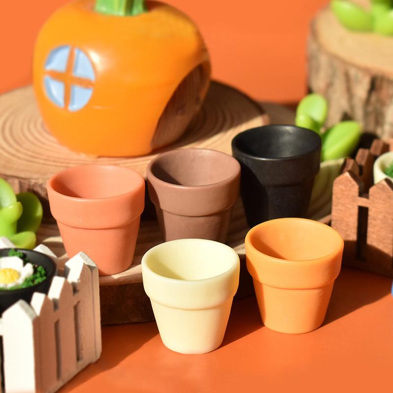 10Pcs Miniature Flower Resin Pots Clay Planter Terracotta Dollhouse Accessories Fairy Garden Pots Mini Flower Pots Planters