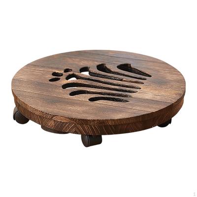 Blumentopfständer mit Rädern, Holzregal, Drehbarer Sockel, Stabiler Halt, Leicht zu Reinigen, Geeignet für