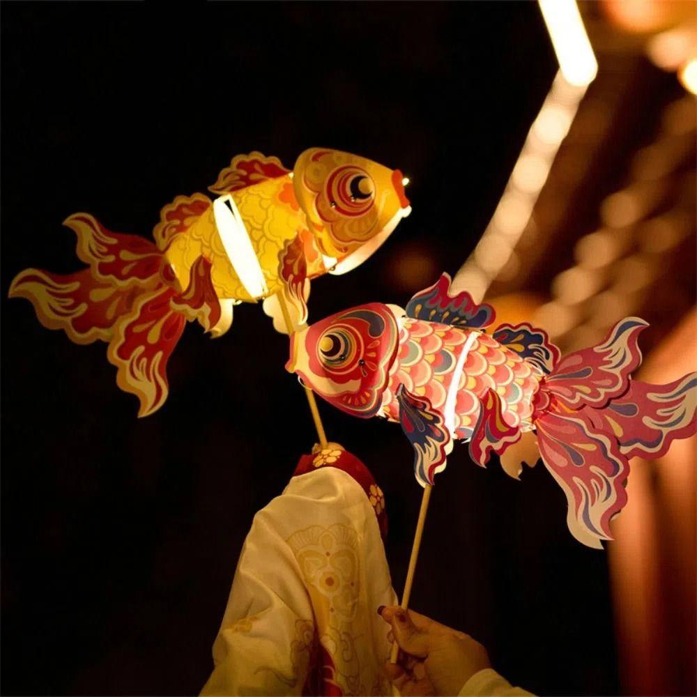 LED Light Goldfish Lantern Lamp Handmade DIY Lantern Materials Koi Carp Lantern  Festival Decor