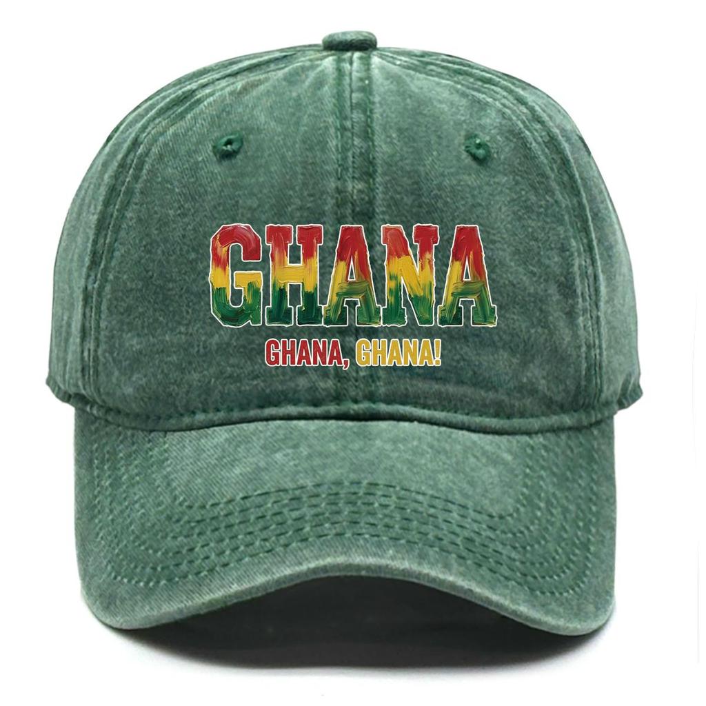 "GHANA" "GHANA, GHANA" Flag Printed Baseball Cap , Adjustable Snapback Baseball Cap Sporting Vintage All-season Leisure Flat Cap
