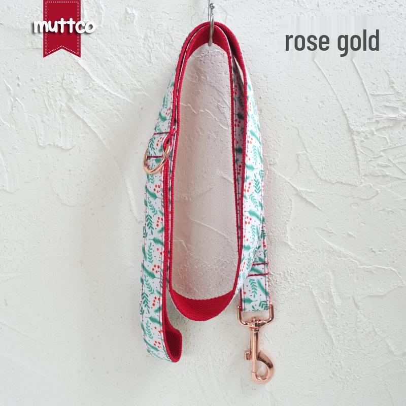 MUTTCO Rose Gold Buckle Double Layer Safety Dog Collar and Leash UDC-096M XL
