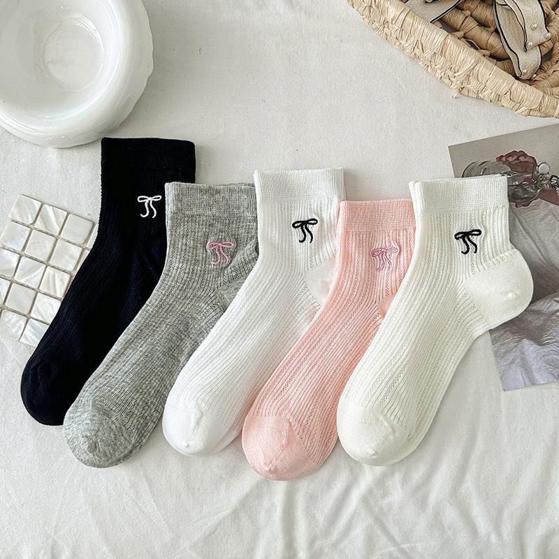 Girls' Short Socks, Ballet Style Thin Spring and Summer Shallow Socks, Girls' Bow Short Tube Mesh Socks, Girls'