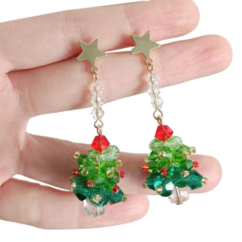

Mix Styles Christmas Earrings Green Christmas Tree Pendant Ear Rings Stylish Accessories for Girls and Women