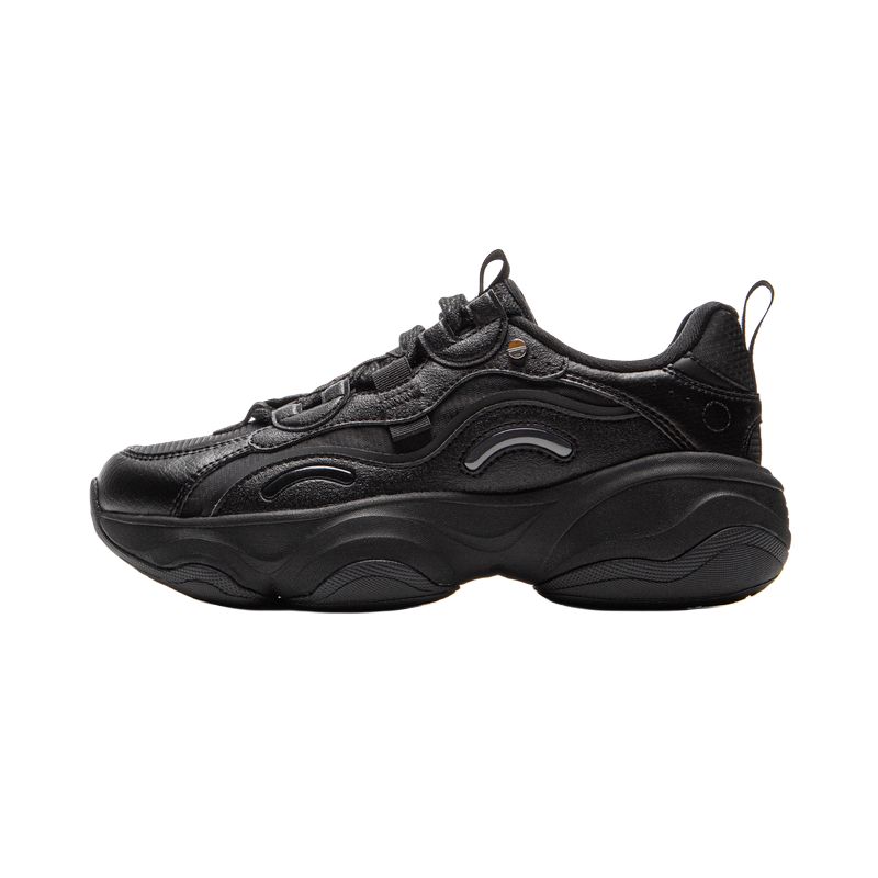 Li Ning Honey Comfortable Classic Casual Retro Durable High-Top Low-Top Dad Shoes Women Sneakers Black AGCV288-5