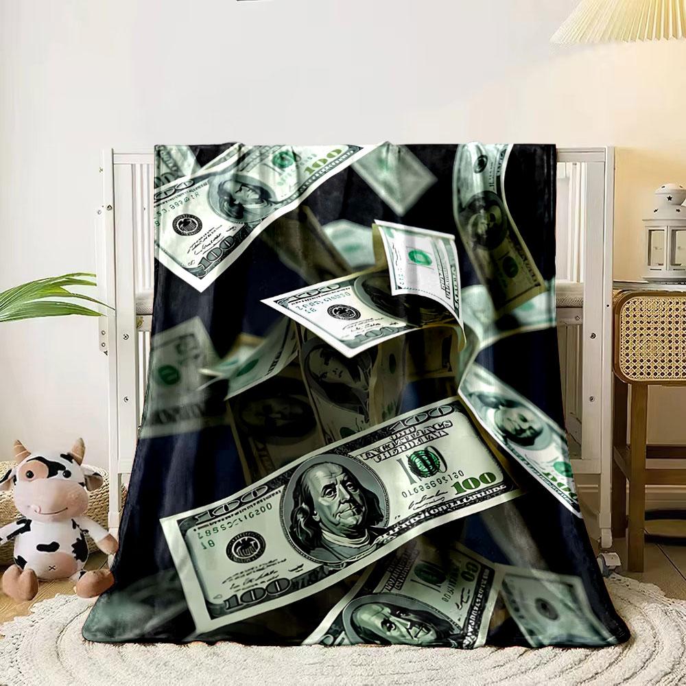 Floating U.S. hundred-dollar bills against a dark background. for all seasons blanket lunch break throw gift 80cm x 120cm