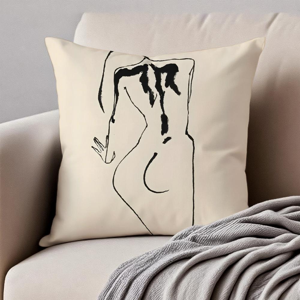 Sexy Sample Line Body Anime Cartoon Cushion Cover Pillowcase Antidustmite Invisible Zipper Short Plush Sofa Cushion