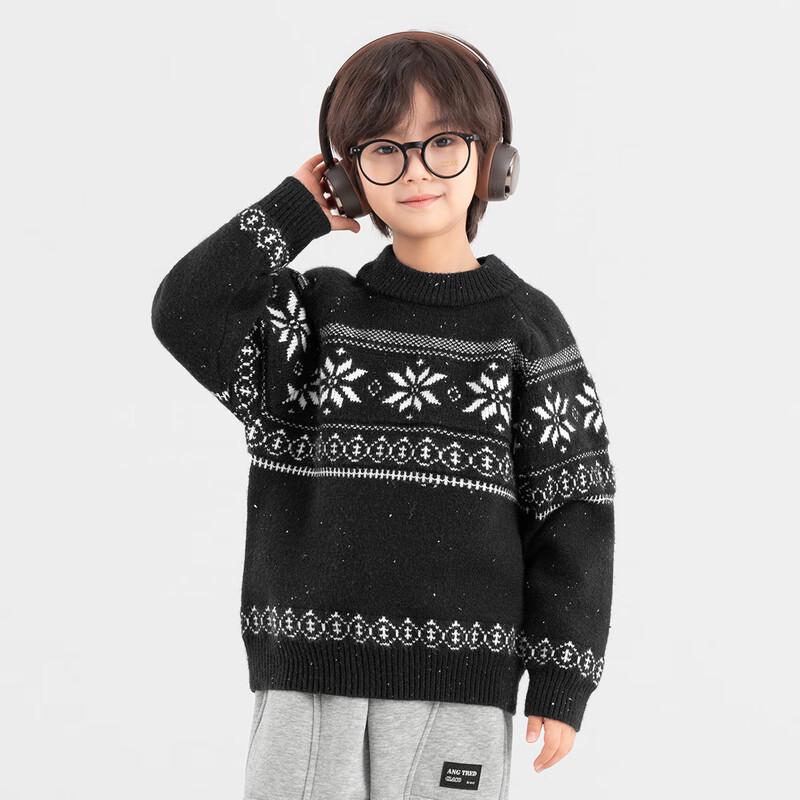 Boys' Winter Fair Isle Snowflake Round Neck Sweater