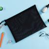 Large Capacity Zipper Pencil Case with Zipper Double Pocket Simple Transparent Mesh File Folder