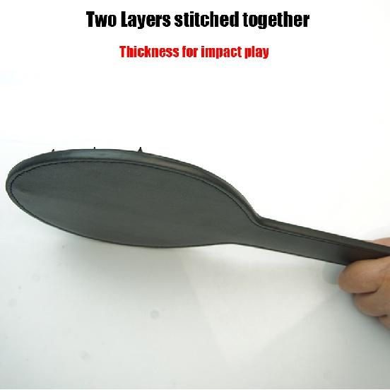Round Spanker Bondage Role Play,Dual-sided Thick Leather Spanking Paddle Slapper with Spikes,BDSM Sex Toys For