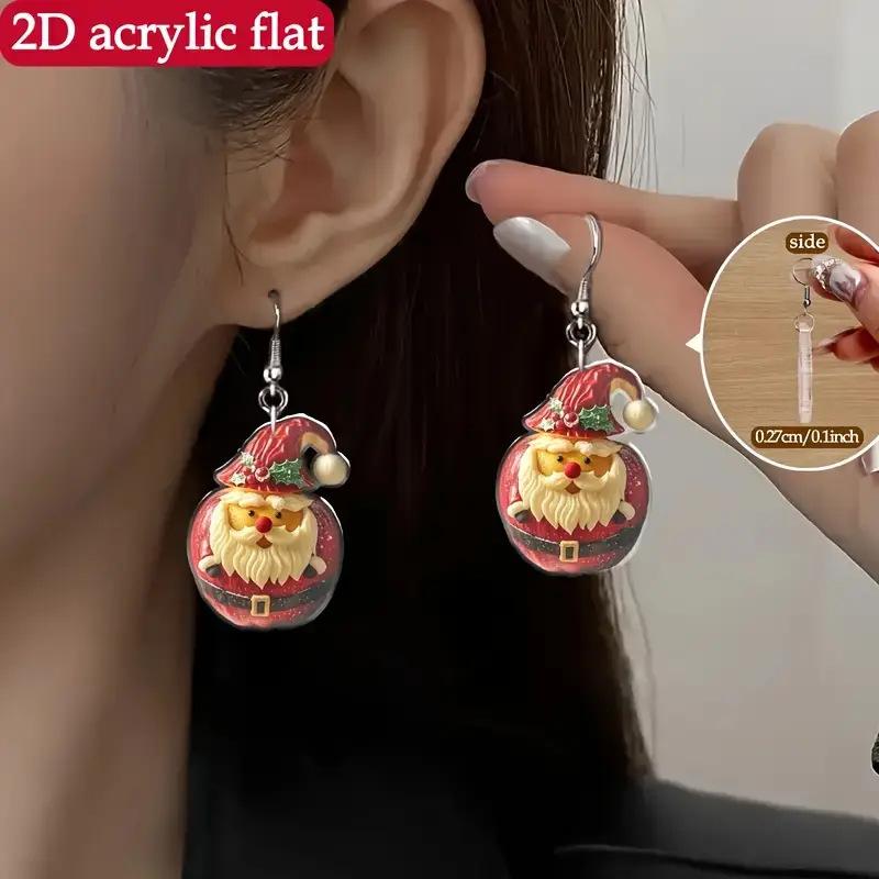 Cross-border new European and American Santa Claus earrings acrylic creative design sense Christmas Eve cute apple earrings