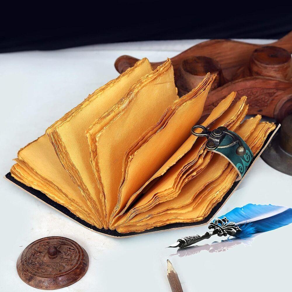 Handmade Notebook Gift Leather Diary Embossed Prayer Pagan Vintage 7 X 5 Inches