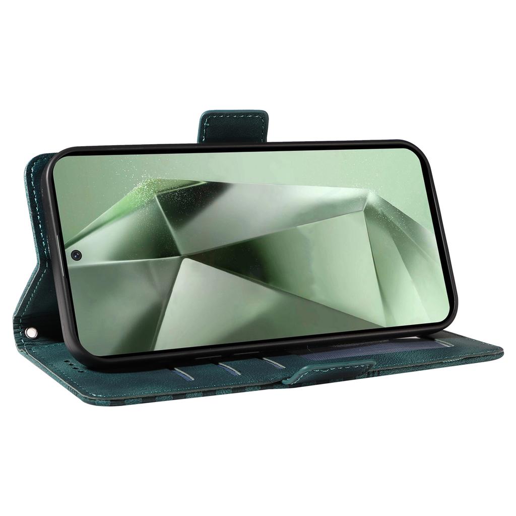 Für Samsung Galaxy S24 FE Lederhüllen Wallet Rautenmuster Geprägte Handyhülle Ständer mit Trageriemen