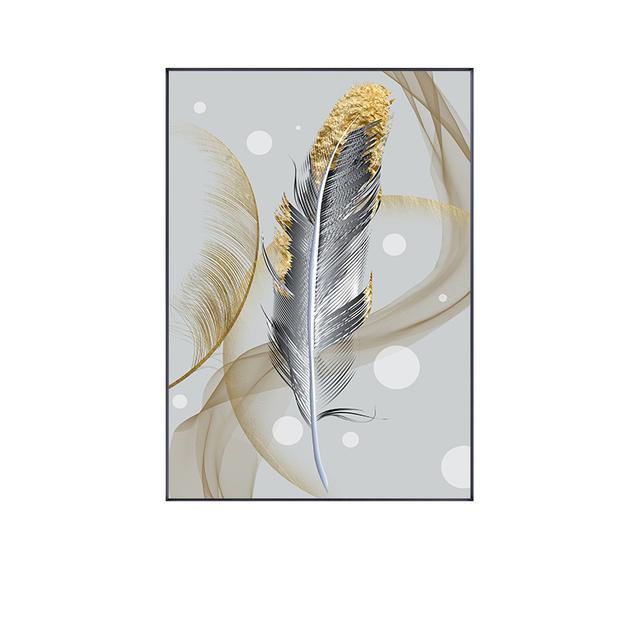 

Абстрактные картины из золотой фольги с перьями, настенные художественные постеры и принты, современная гостиная, спальня, украшение для дома 70X100cm Unframed