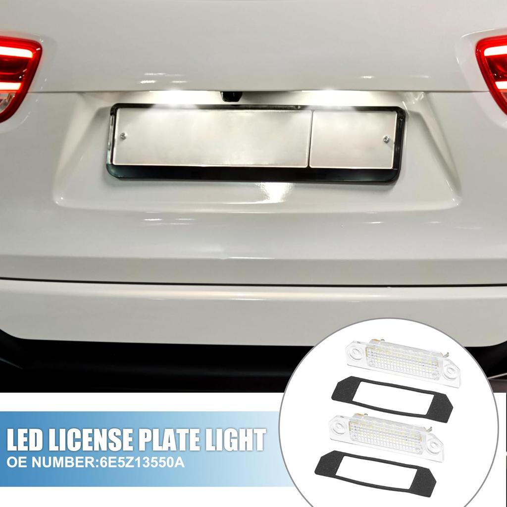 Car LED License Plate Light Assembly No.6E5Z13550A for Ford Fusion 2006-2012 Plastic White Light (Set of 2)