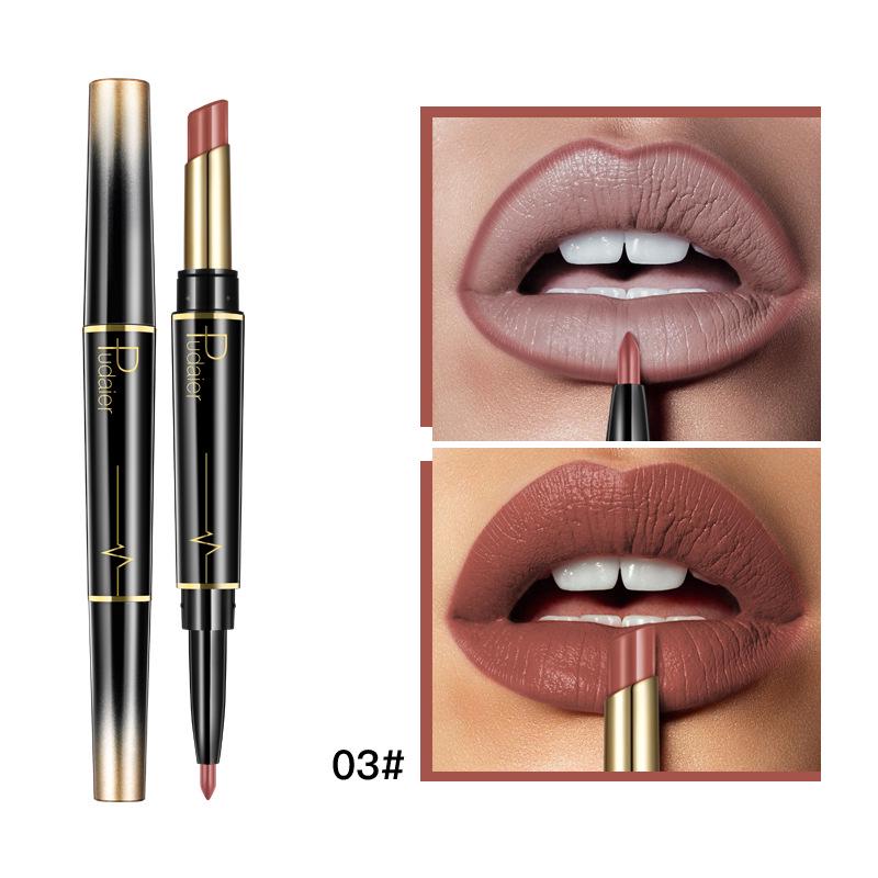 2 IN 1 Lip Liner Lipstick Matte Velvet Natural Nude Lipstick Pencil Highly Pigmented Long Lasting Lip Liner Makeup Cosmetics
