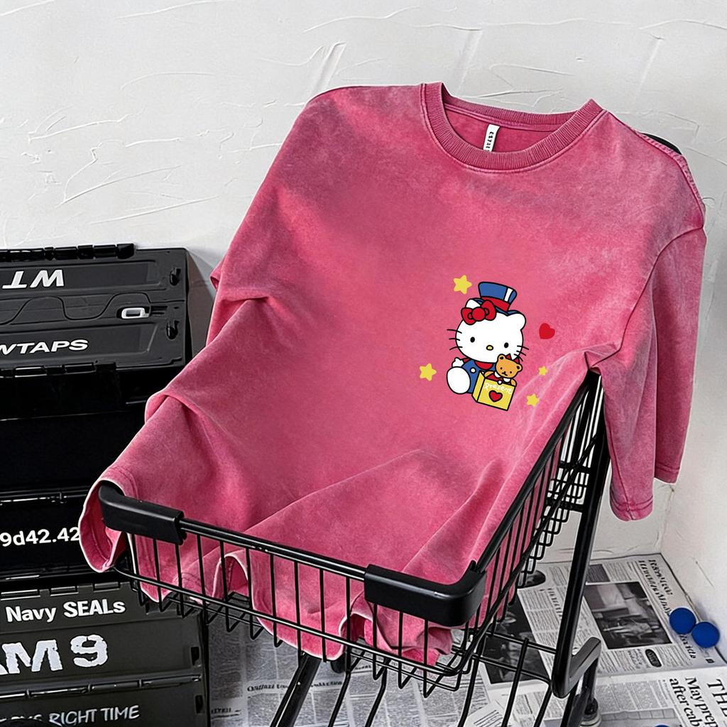 Women's Summer Retro Monster Print Cotton T-Shirt - Short Sleeve, Loose Fit, Trendy Distressed Streetwear