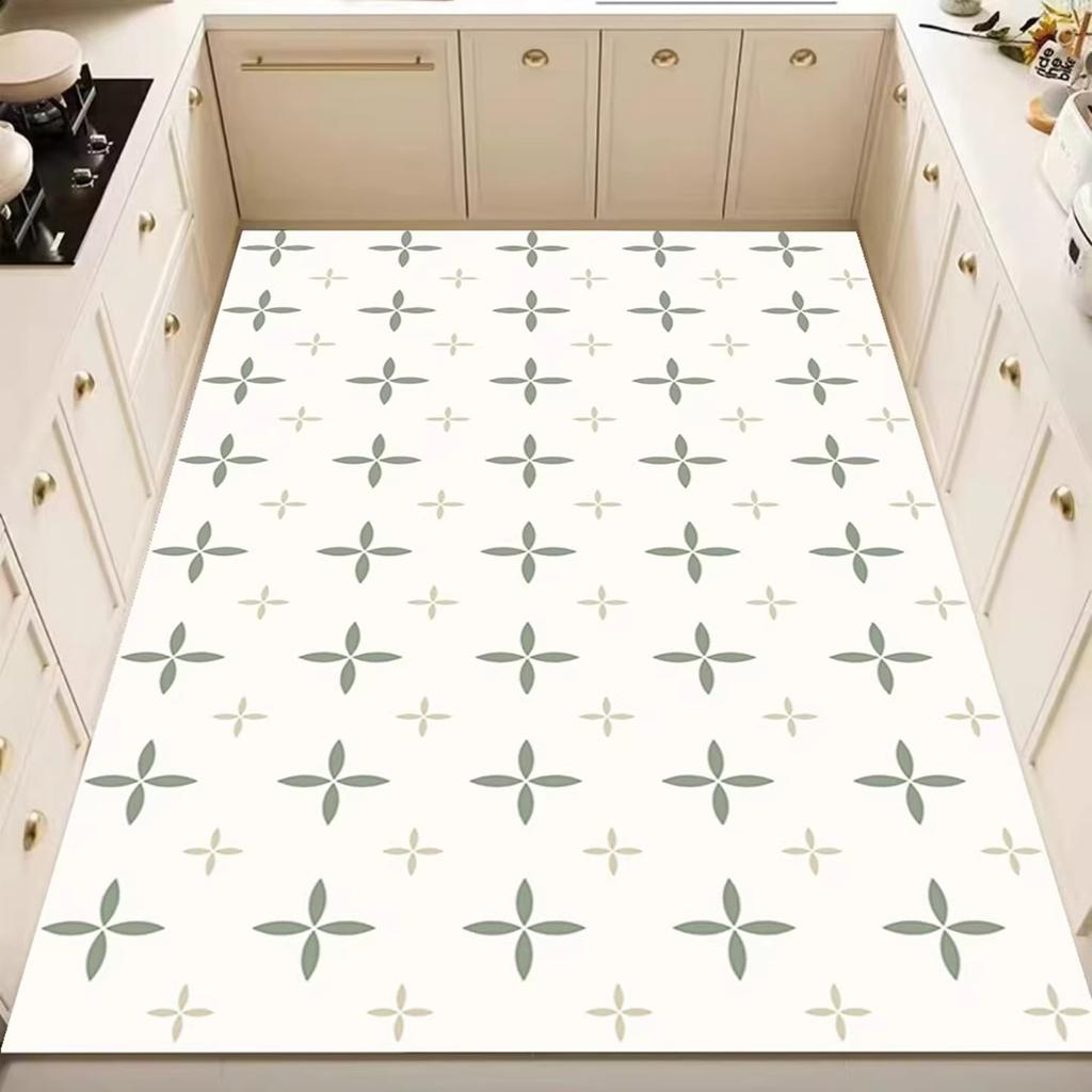 Colorful Polka Dot Kitchen Carpet Oil Stain Resistant Cuttable PVC Leather Rug Fashion Art Home Decorative Balcony Floor Mat