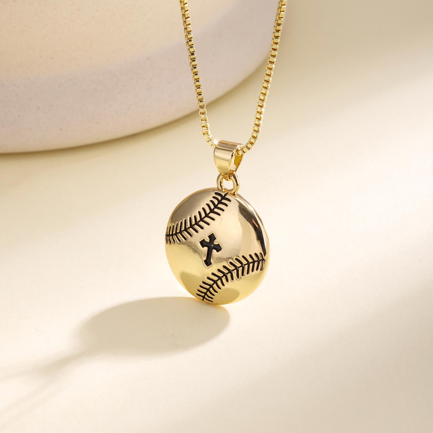 

Nidin Sport Ball Charm Necklace Enamel Basketball Baseball Rugby Pendant With Zircon Fashion Daily Wear Jewelry For Men Women