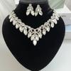 Hot Sale Jewelry Wedding Dress Bride Hollow Full Diamond Women's Necklace Earrings Bracelet Set