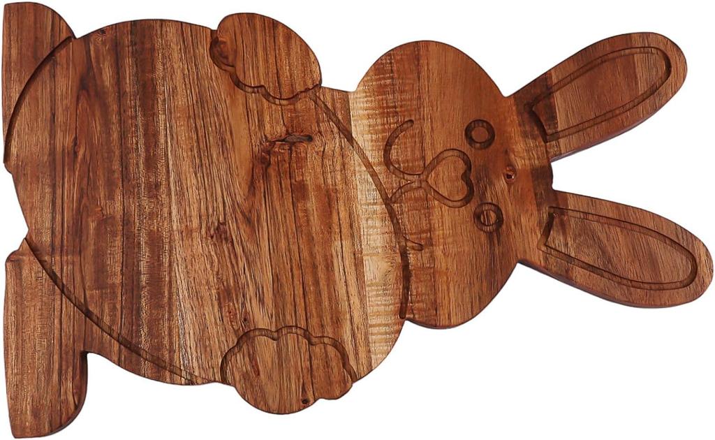 Bunny Shaped Wood Serving Board, Wood Cutting Board for Kitchen, Bunny with Egg Wooden Charcuterie Boards, Serving Platter for Cheese and Food