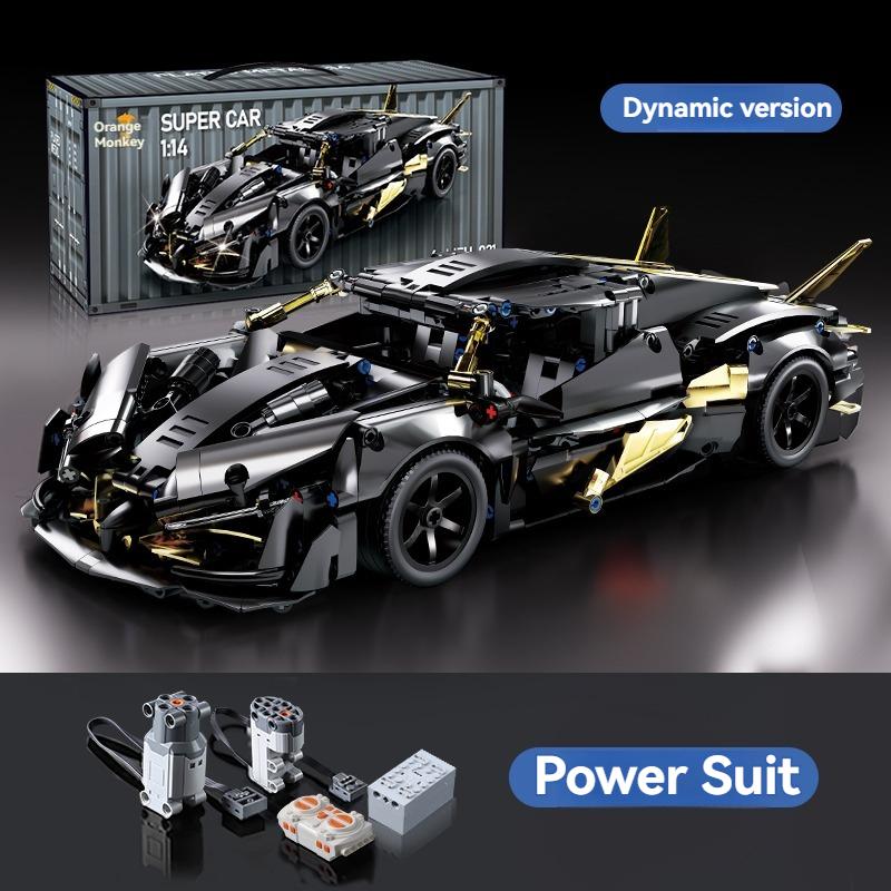Technical Black Racing Car Building Blocks DIY Supercar Model Creative Puzzle Toy Gift for Birthday Halloween Christmas