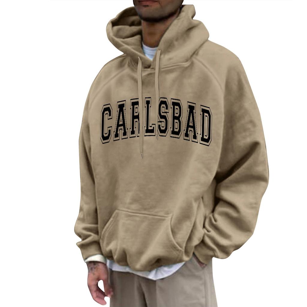 Herre Løs Trykket Hettegenser Herre Casual Mote Sport Raglanermer Genser