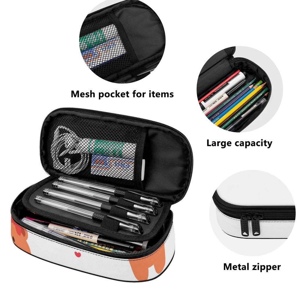 Pencil Bag Daily Use Wear Resistant Polyester Easy Open Zipper with Main Compartment Mesh Pocket and Pen Slots for Everyday Study