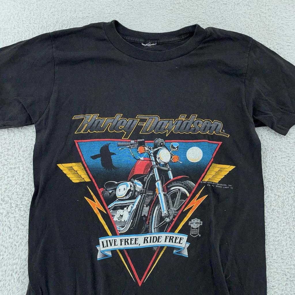 Maglietta Harley-Davidson Vintage Taglia Piccola Nera Vita da Motociclista Biker Corsa Libera Anni '80