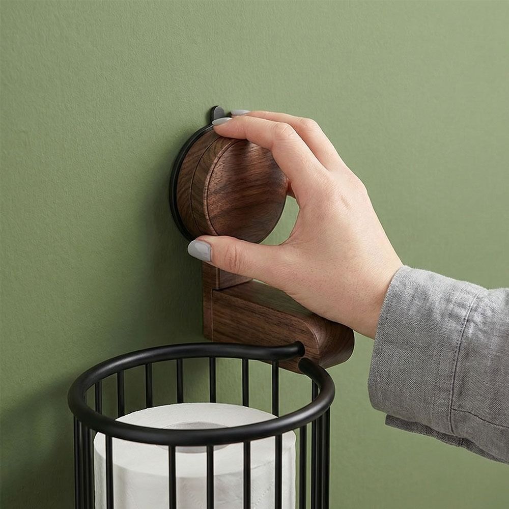 Suction Cup Bathroom Paper Holder Non Perforated Toilet Tissue Basket Soap Holder